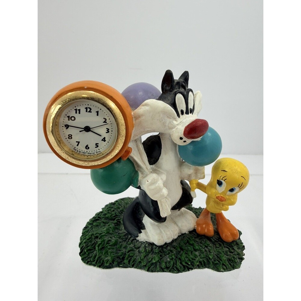 Vintage Sylvester And Tweety Bird Analog Clock By Warner Bros Looney Tunes 3"